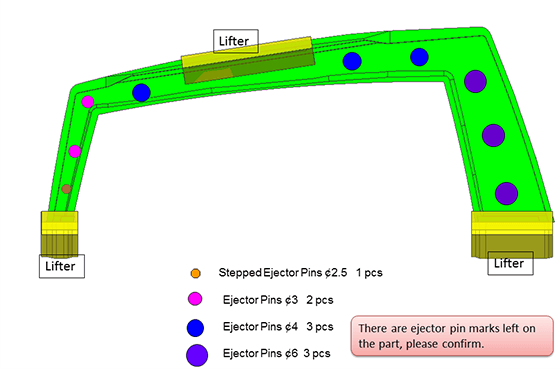 Ejector Pin Marks DFM Report